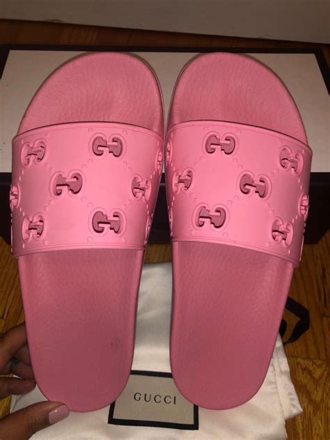 gucci pink fur slides|gucci fur slides women.